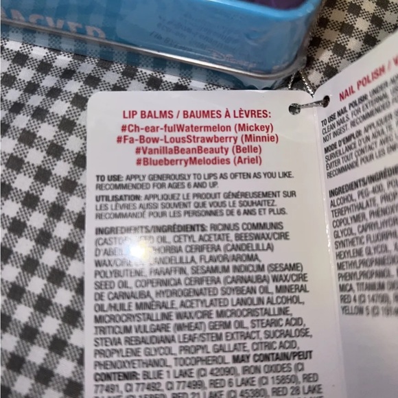 Disney Lip Smacker 4 Lip Gloss, 4 Nail Polish&4 Ring 12 Pieces Set Blue Tin. new - Picture 6 of 16